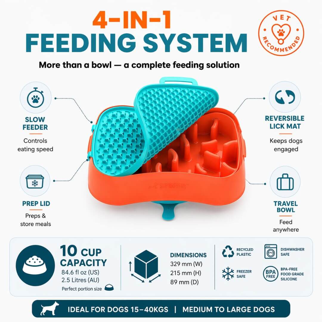 4 in 1 slow feeder dog bowl with lick mat lid prep storage and travel feeding system