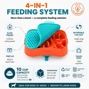 4-in-1 Slow Feeder Dog Bowl System | Super Feedy