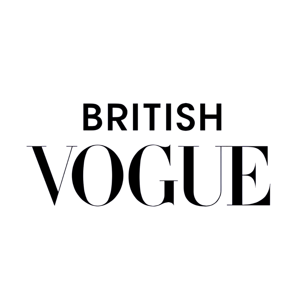 Black 'BRITISH VOGUE' text on a white background