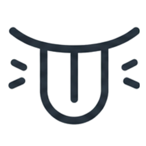 A dark gray minimalist line icon depicting a stylized open mouth or tongue shape, commonly used as a placeholder or category icon.