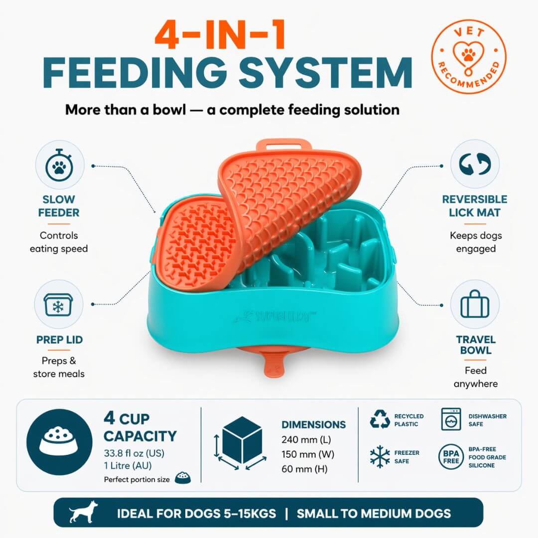 4 in 1 slow feeder dog bowl for small dogs with lick mat prep lid and travel feeding