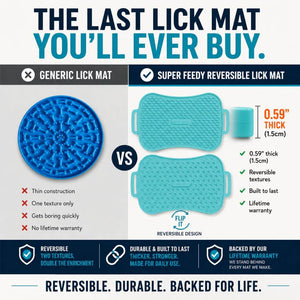 Super Feedy reversible lick mat showing its thick construction and two-sided design