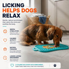 Dog using the Super Feedy reversible lick mat for licking and enrichment