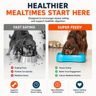 Super Feedy small 4-in-1 slow feeder dog bowl comparison showing fast eating versus slower, more engaging mealtimes