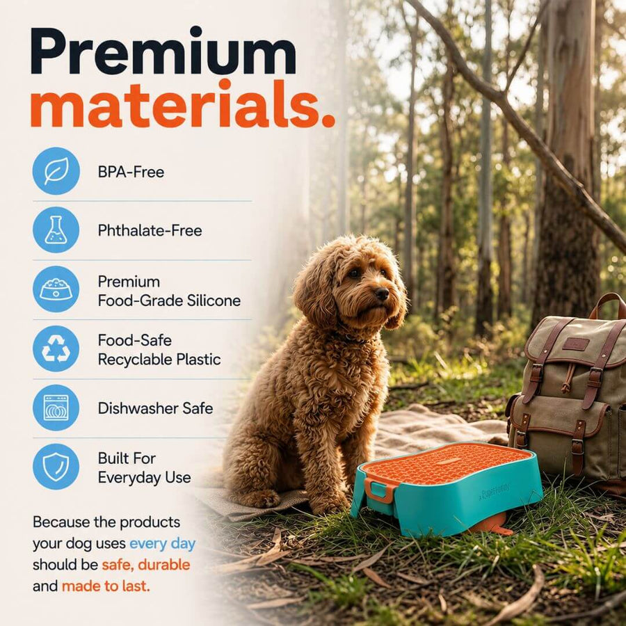 Super Feedy small slow feeder dog bowl with BPA-free, phthalate-free food-grade silicone and food-safe recycled plastic